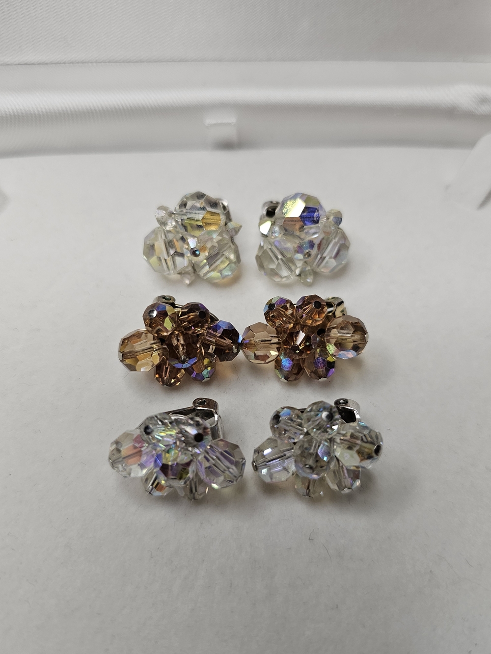Sherman Crystal Cluster Clip-On Earrings 3 Sets